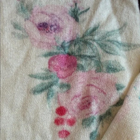 LoveShackFancy Cream Cardigan with Lilac Trim - Picture 5 of 7